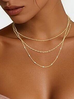 Yoosteel Layered 14k-Gold-Plated Necklace for Women,Necklaces Stack Jewelry